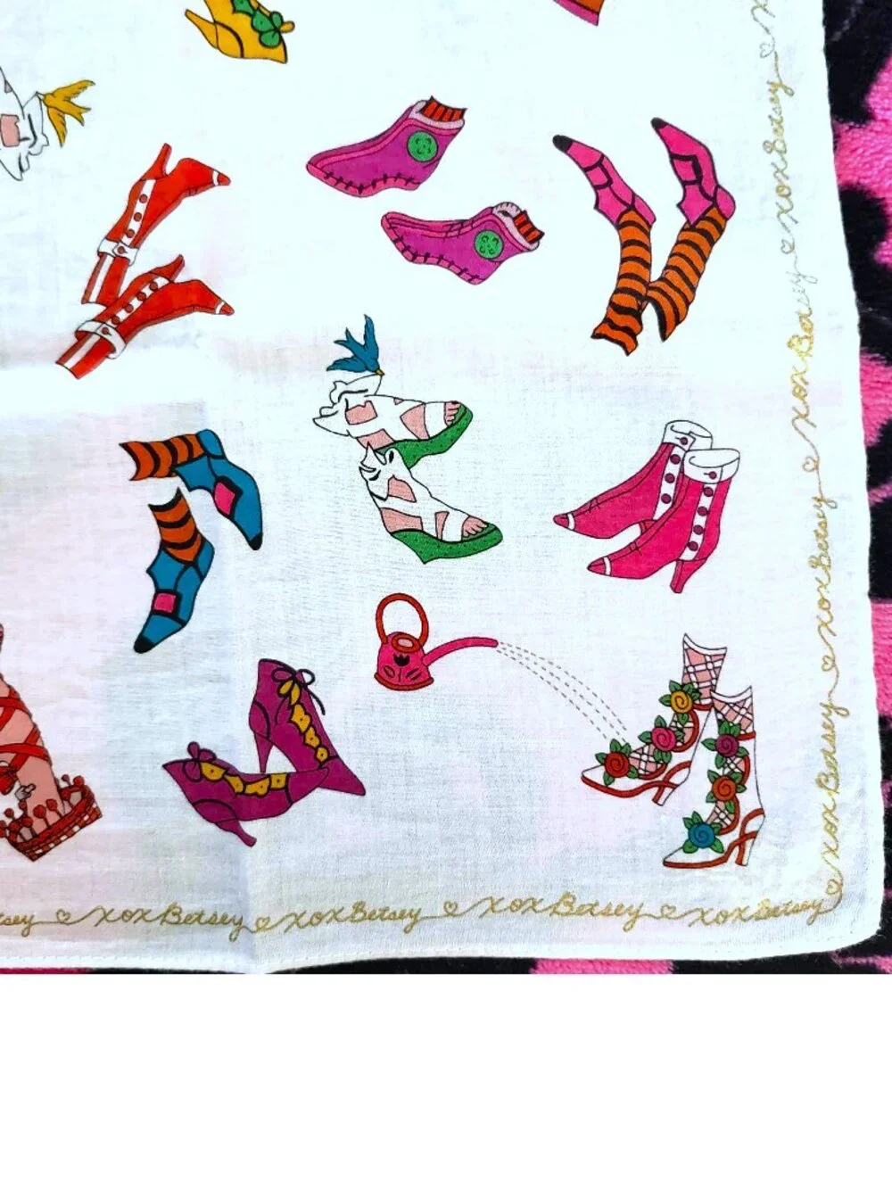 Vintage Betsey Johnson Scarf Bandana Floral Dress Shoes Boots Lace Up Shoes Lamp